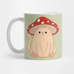 Kawaii Fly Agaric Mushroom Cat Cottagecore Design Mug